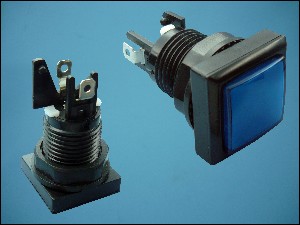 BUTTON ACTUATOR BLUE 34x34mm 2-PIN + LED 12V