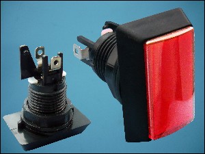BUTTON ACTUATOR RED 50x33mm 2-PIN + LED 12V