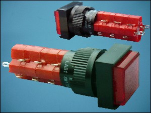 BUTTON LAS1F-33Z-1-12r 2xON-2xON 14P+LED12V HOLD