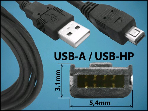 КАБЕЛ USB-A(M)/USB-HP(M) 1,8M V2.0 BLACK