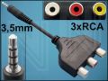 КАБЕЛ ЖАК3,5(M)-3xRCA(F) 0,03M КВАДРО BLACK